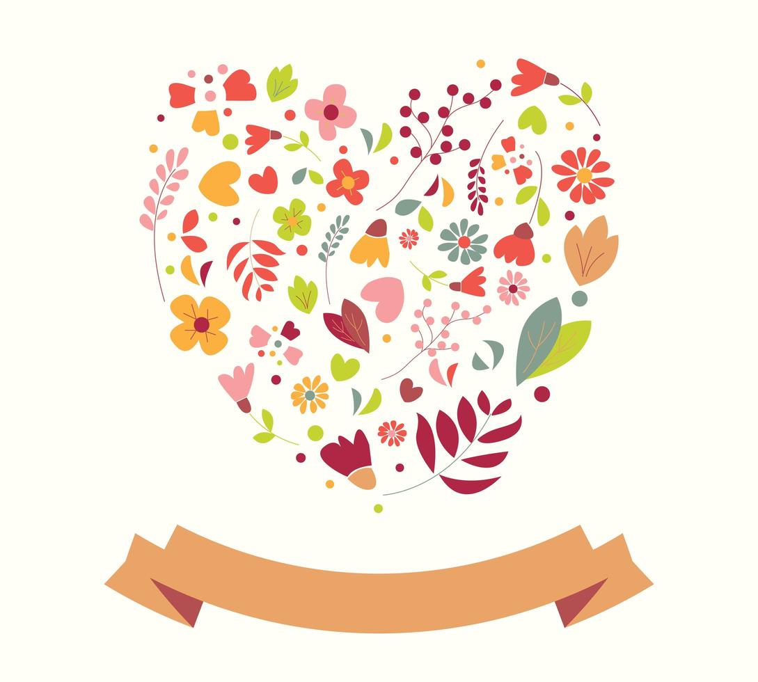 Hand drawn vintage floral heart vector