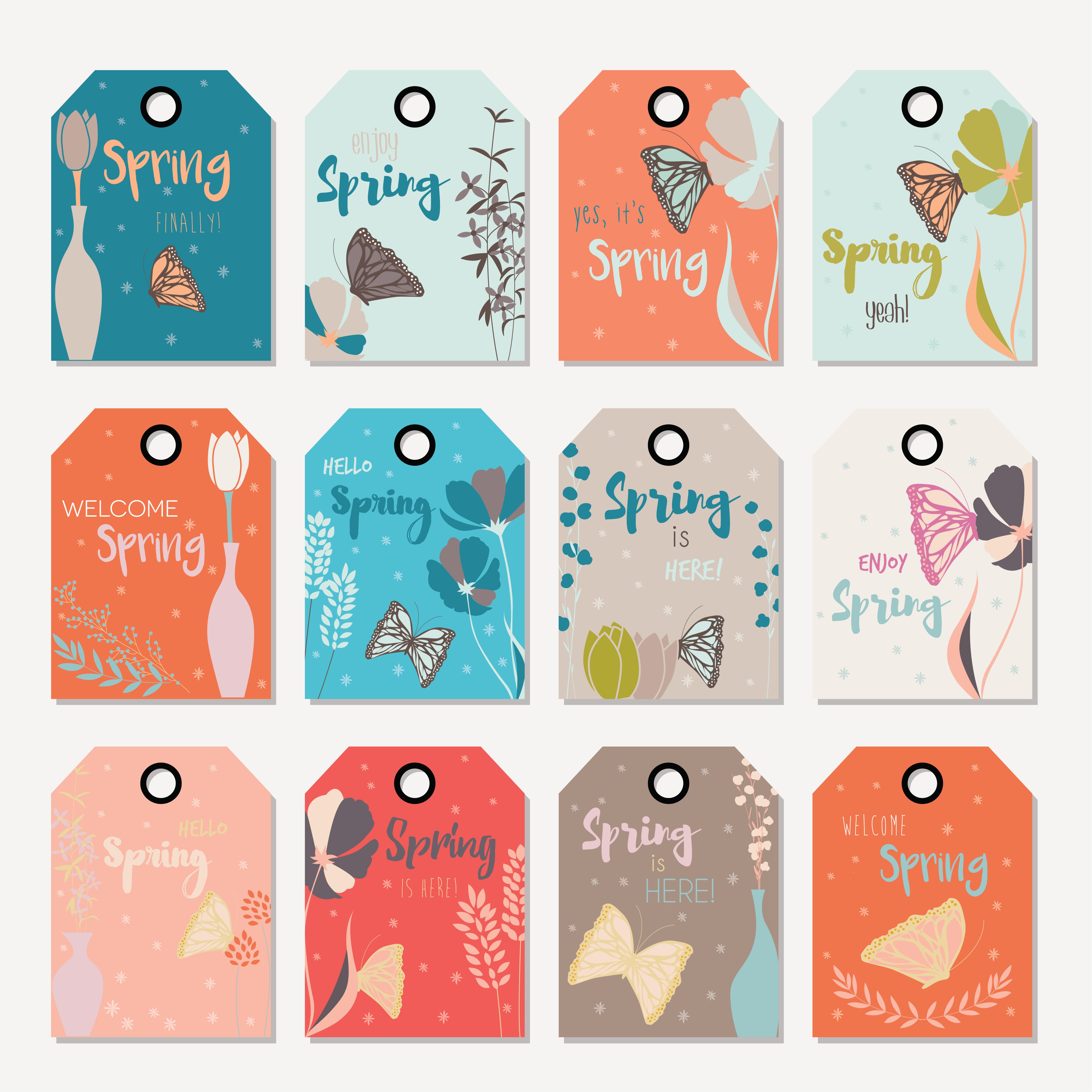 Spring floral gift tag design, with hand drawn flowers 695521 Vector