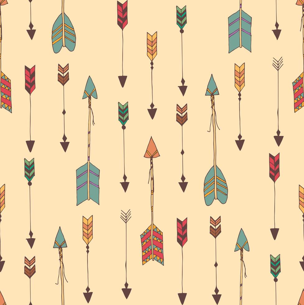 Bohemian hand drawn arrows, seamless pattern vector