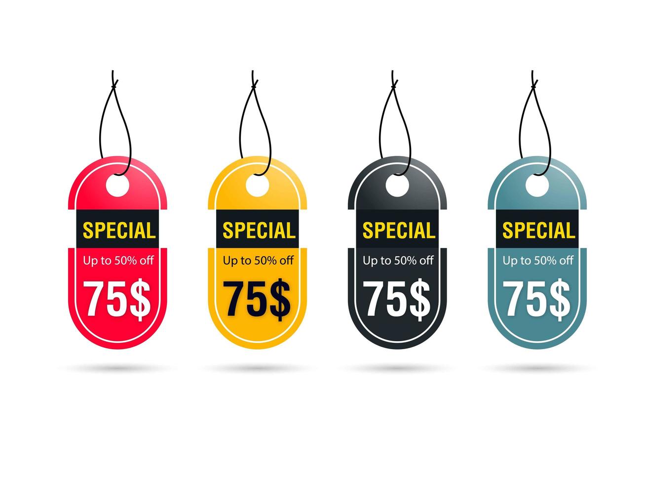 Oval Discount Tag Set vector