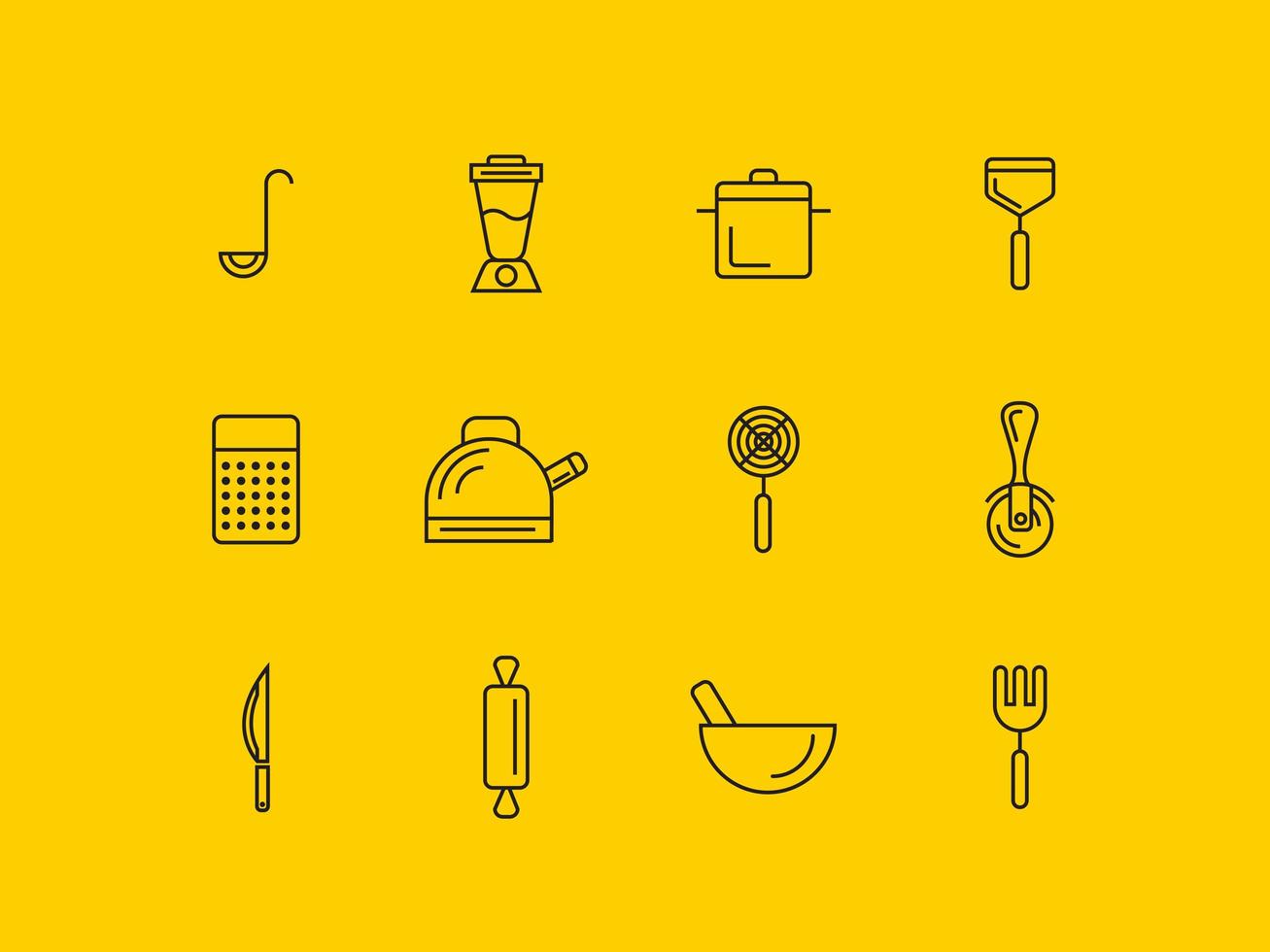 Conjunto de iconos de utensilios de cocina vector