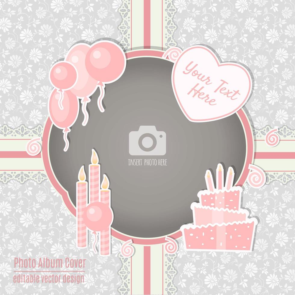 Birthday Party Photo Frame Scrapbook Album Cover vector