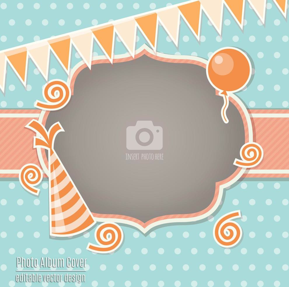 Children's Party Single Photo Frame Album Cover Template vector