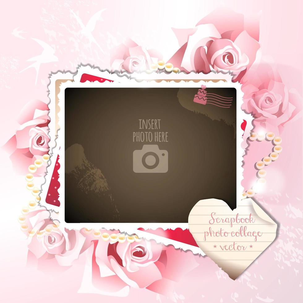 Enduring Love Scrapbook Collage Single Photo Frame vector