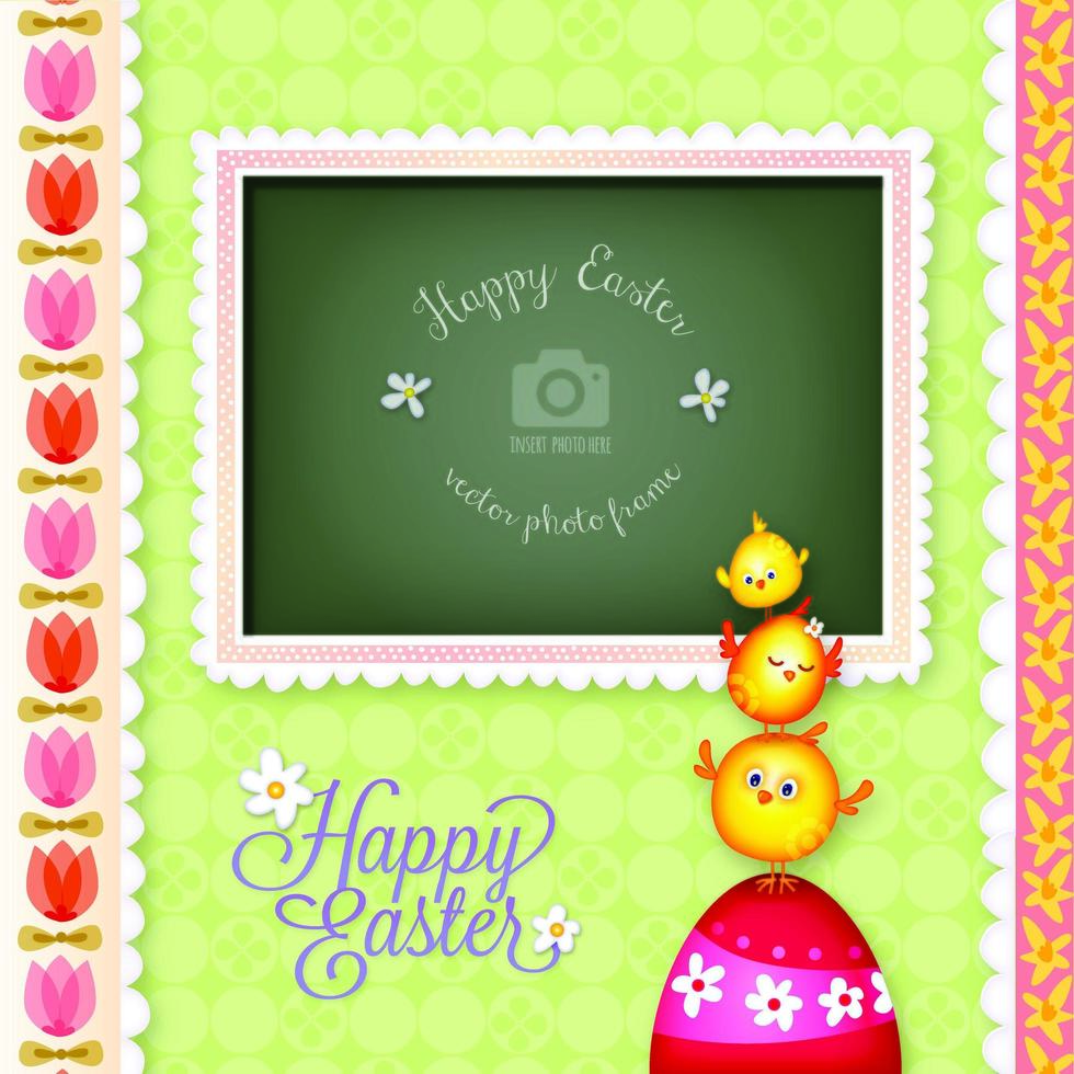 Happy Easter Decorative Photo Frame  vector