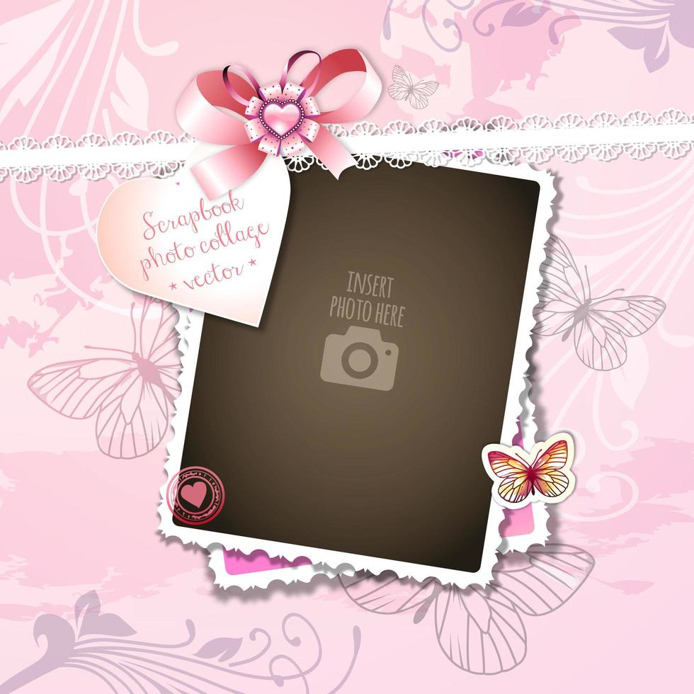 Pensando en ti Scrapbook Collage Photo Frame vector