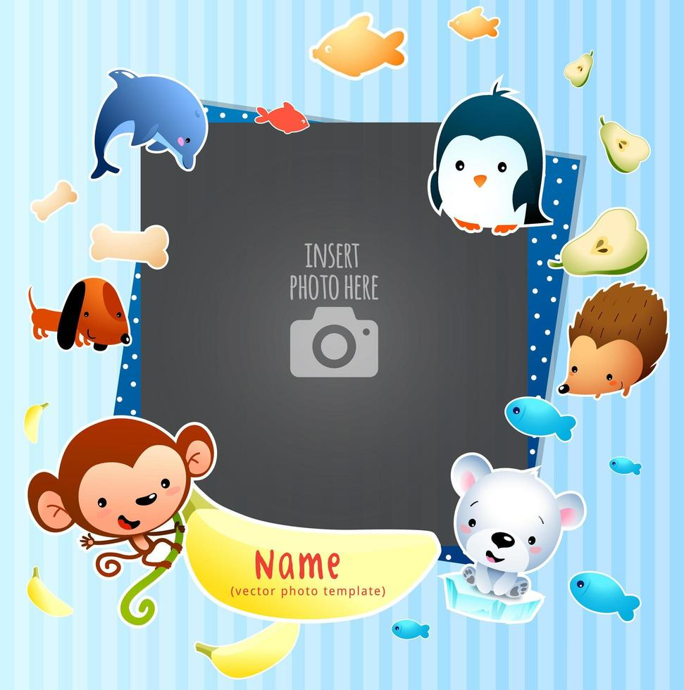 Children's Playful Single Photo Frame Template vector
