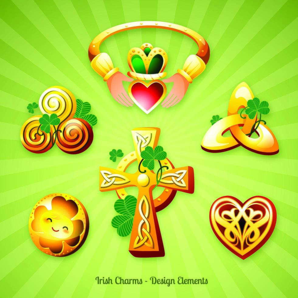 Six St. Patrick's Day Irish Charms Illustration vector
