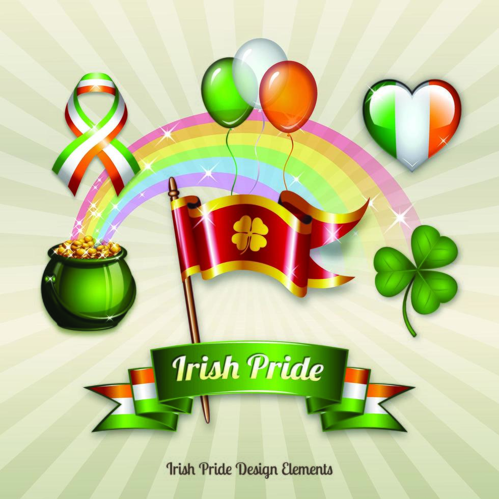 Conjunto de objetos del día de San Patricio celebrando el orgullo irlandés vector