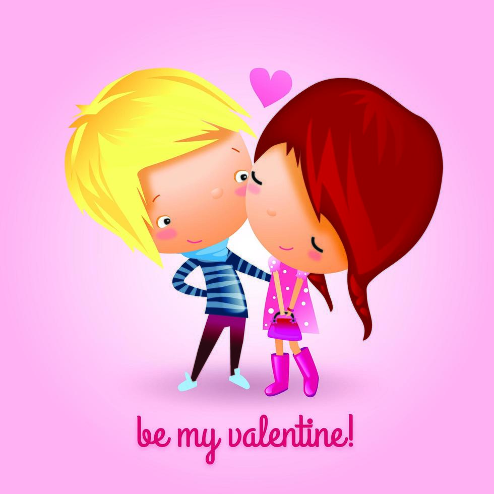 Teens Share First Valentine Day vector