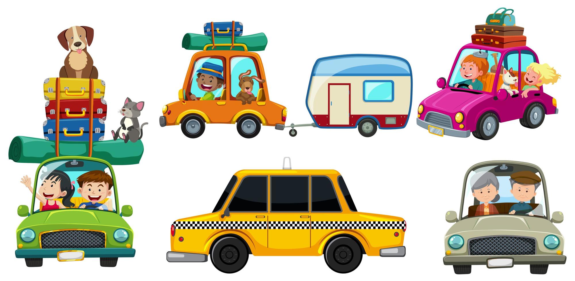 A set of car road trip vector