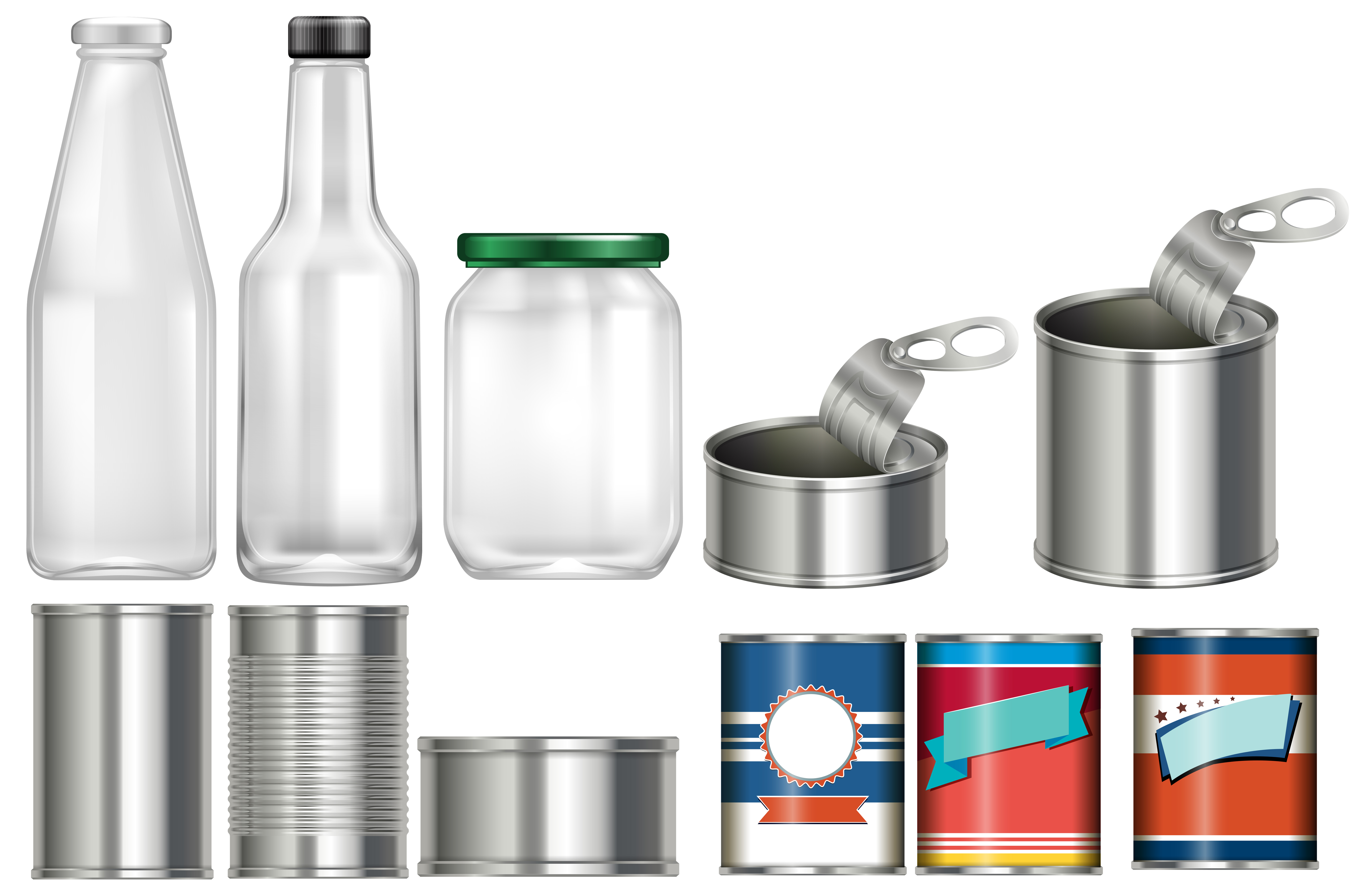 A Set of Empty Container 695652 Vector Art at Vecteezy