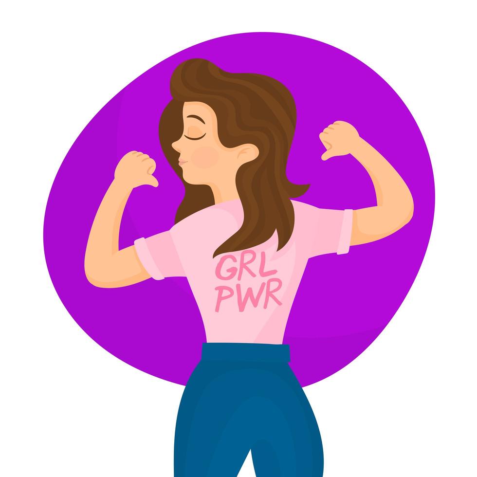 Women pointing at ''grl power'' message vector