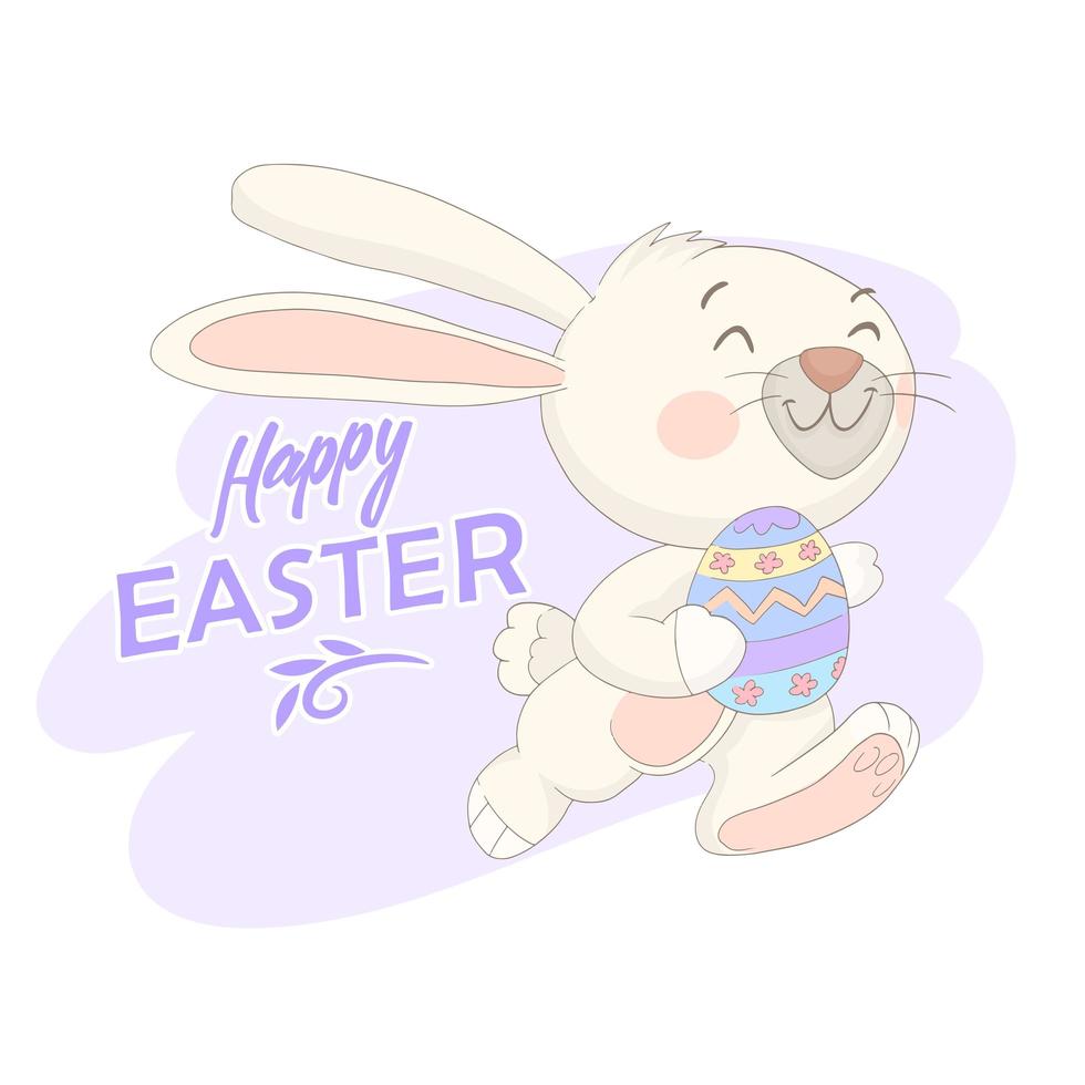 smiling and running easter bunny vector