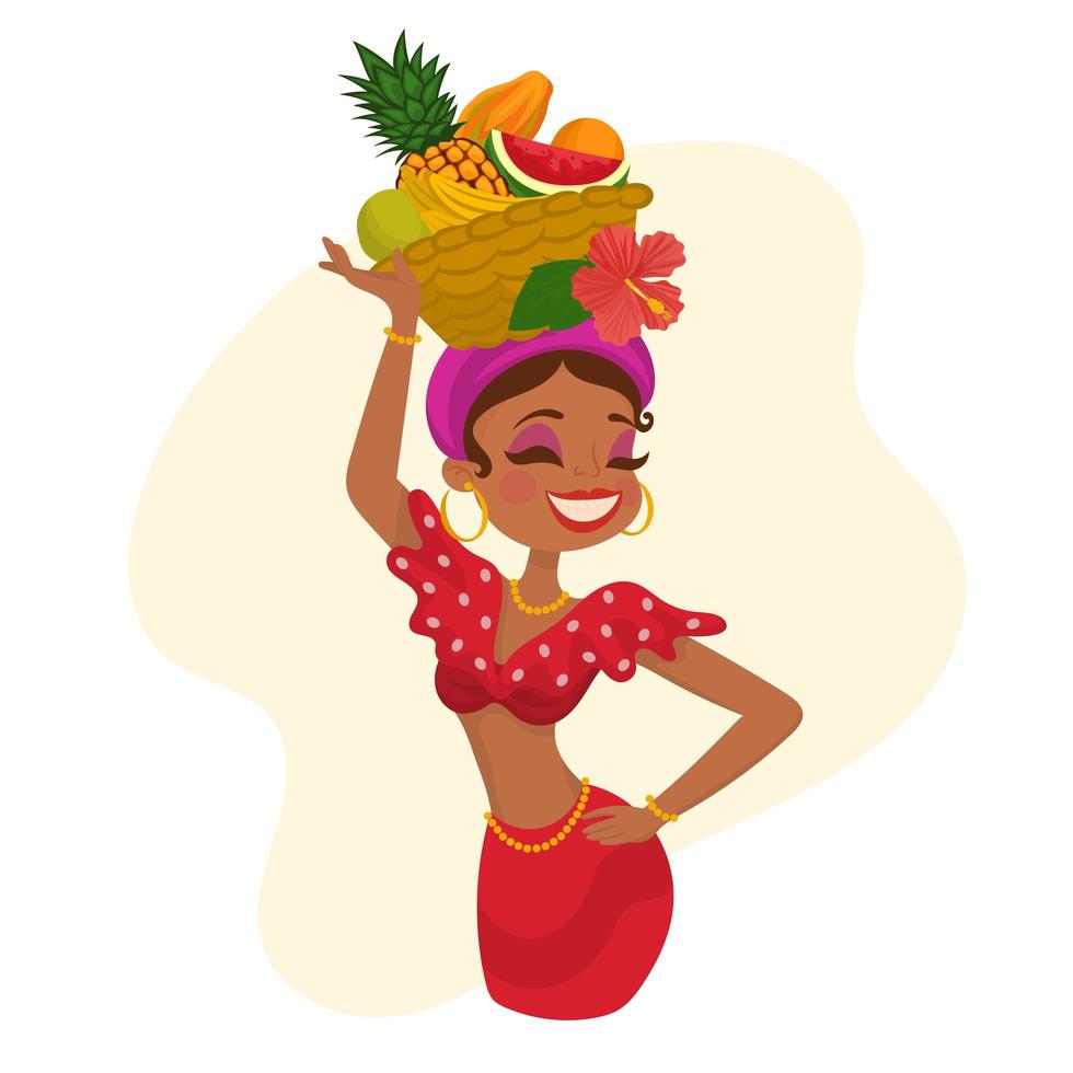 Woman wearing a Fruit hat vector