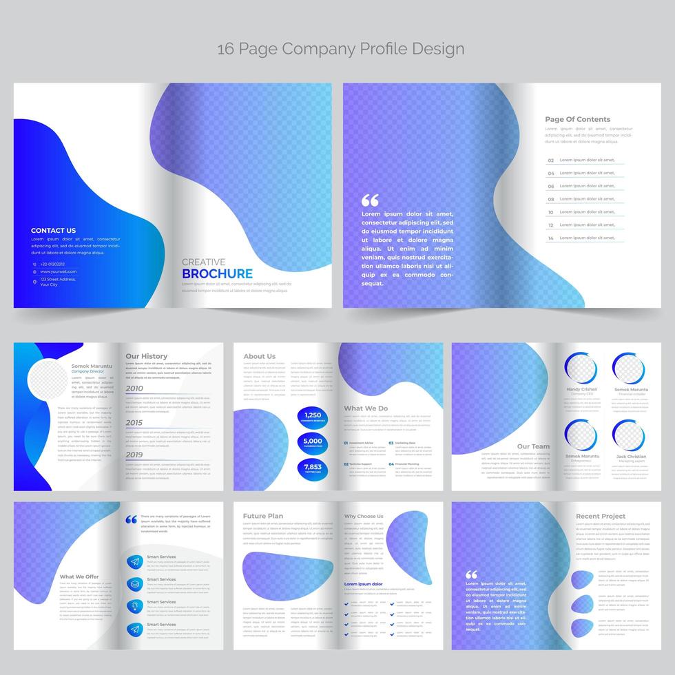 A4 Business Blue Purple Fluid Plantilla de folleto vector