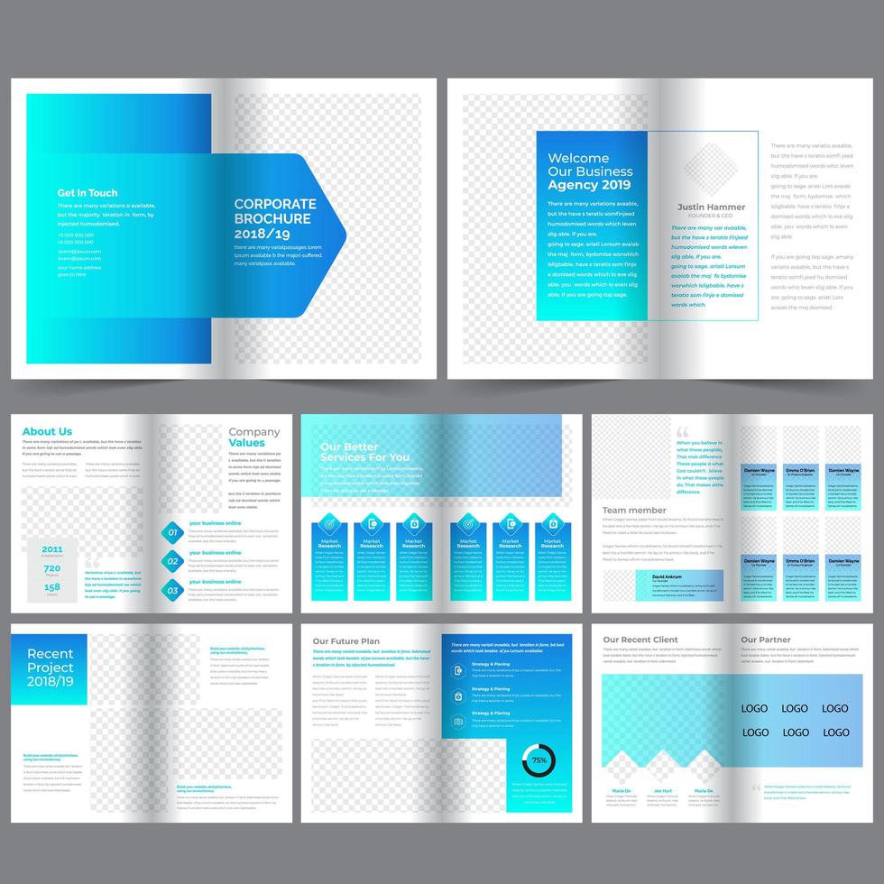 Corporate light blue gradient Brochure Template vector