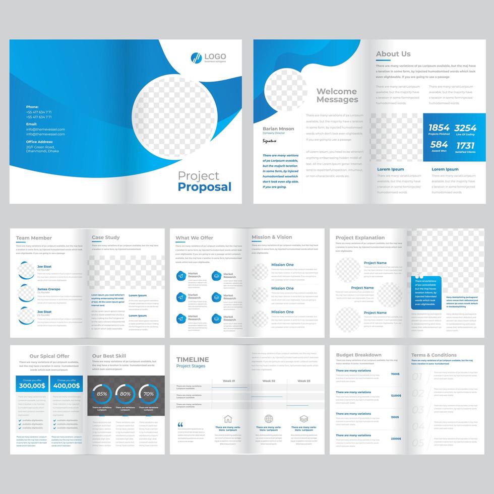 16 page business brochure template vector