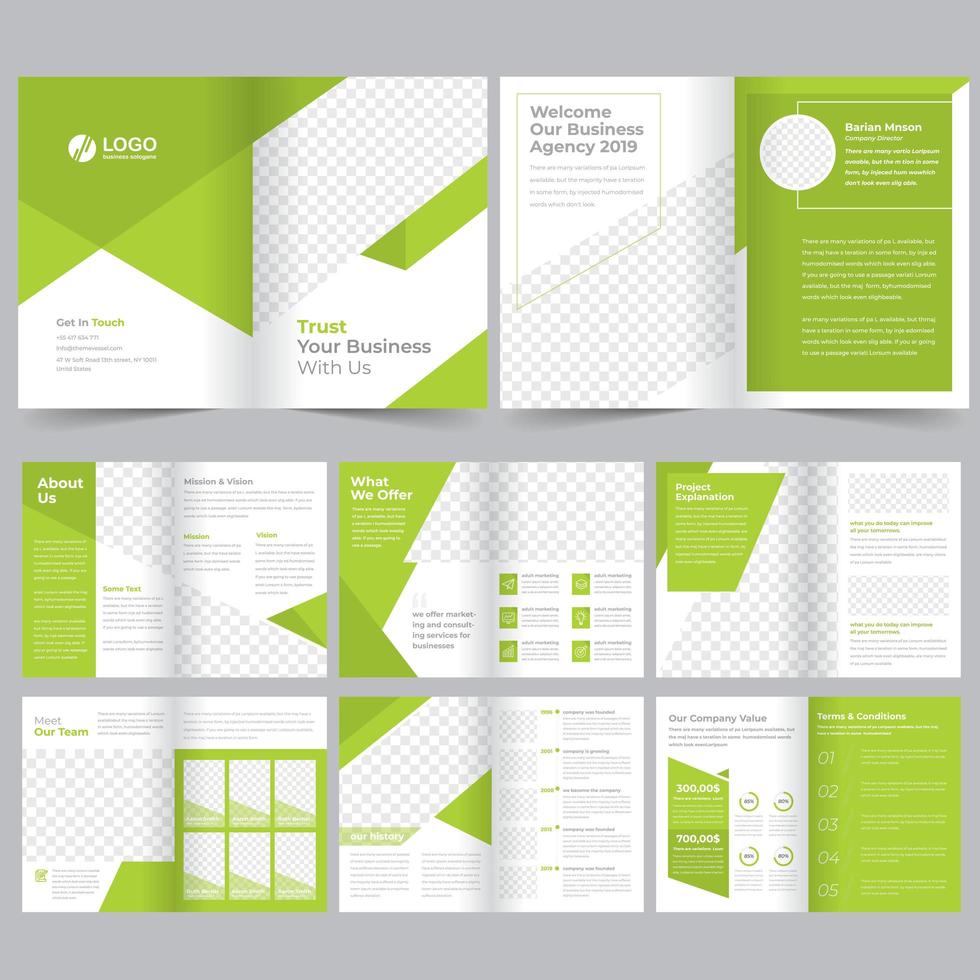 Business  green brochure template vector