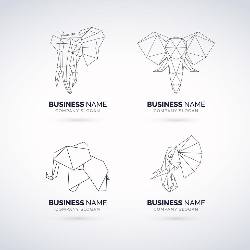 Elephant Line Logo Set vector