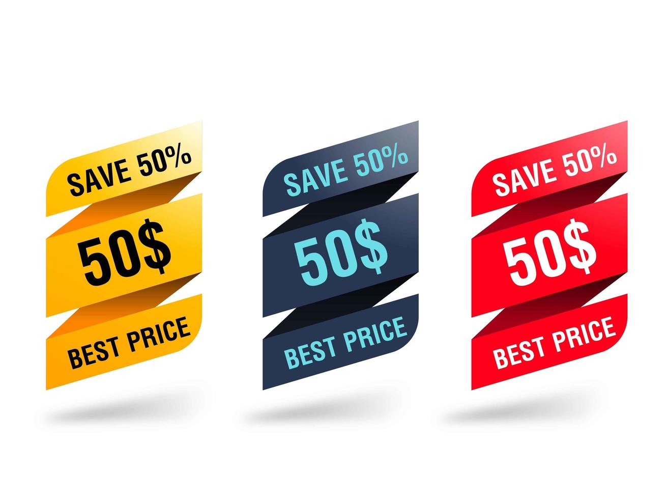 Ribbon Discount Tag Set vector