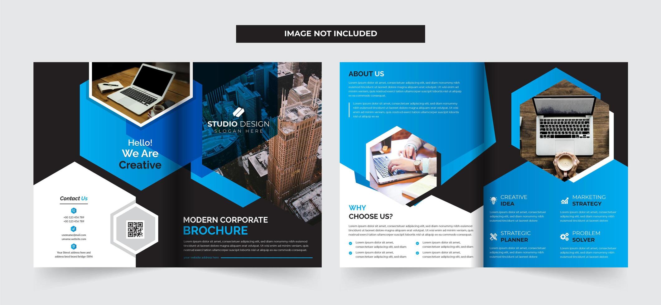 Corporate Bifold Brochure Template Design vector