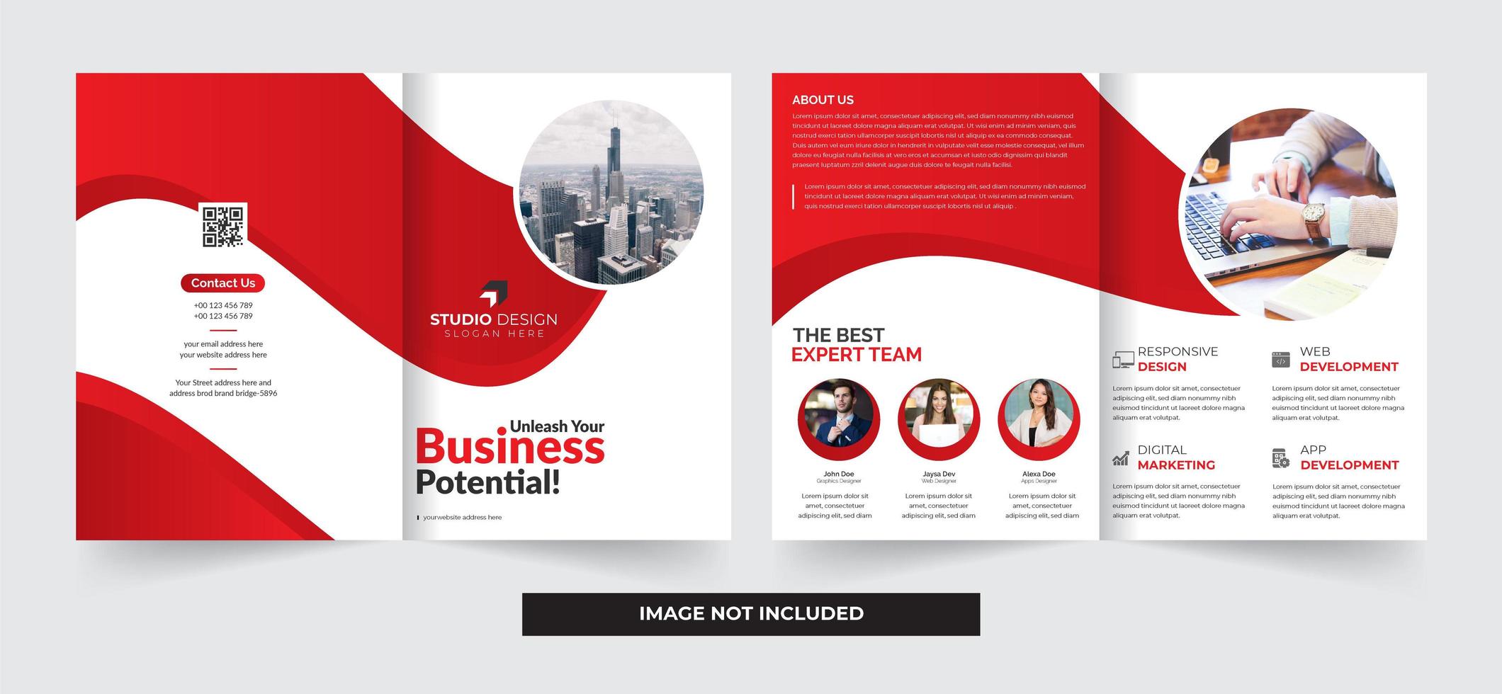 Corporate Bifold Brochure Template Design vector