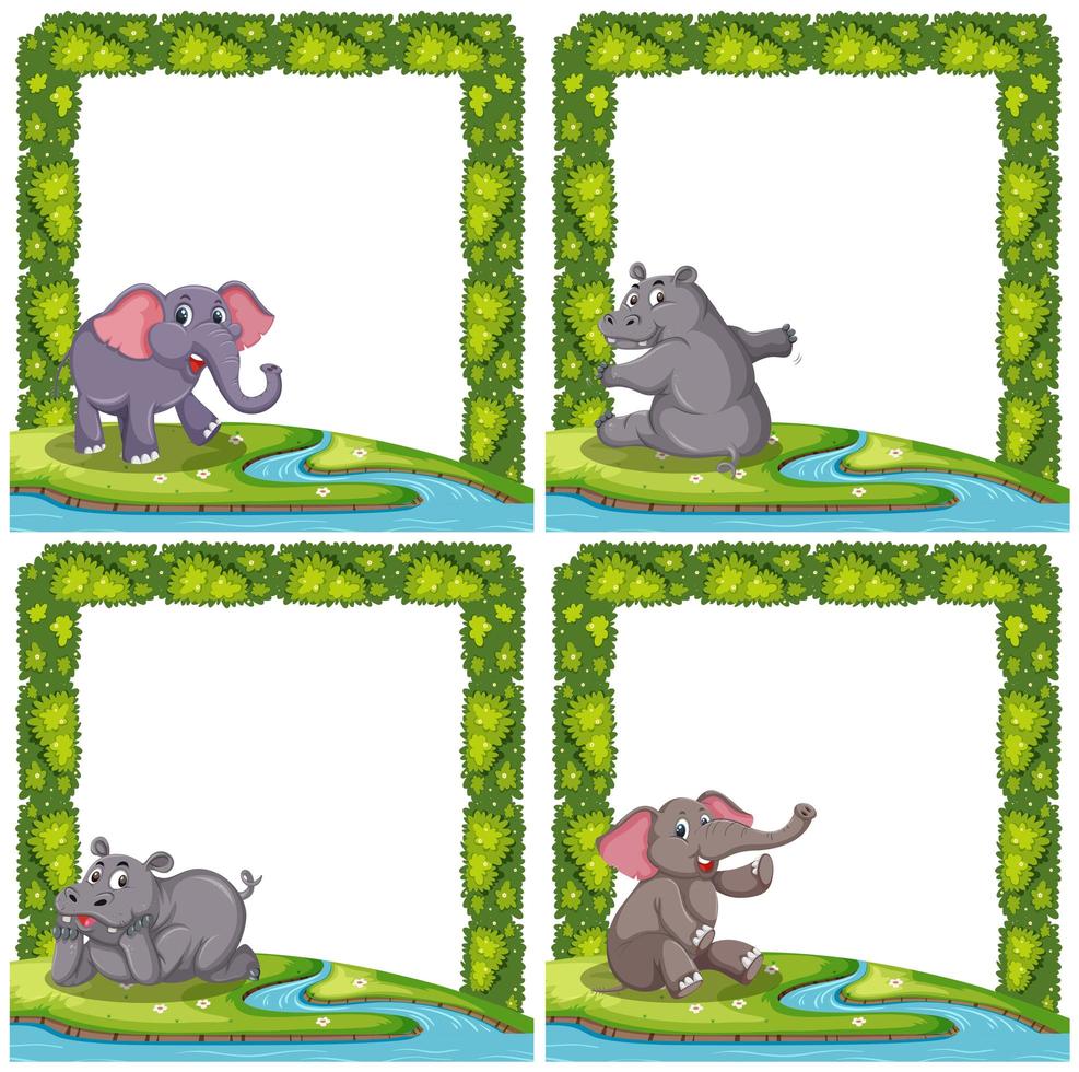 Set of animal on frame vector