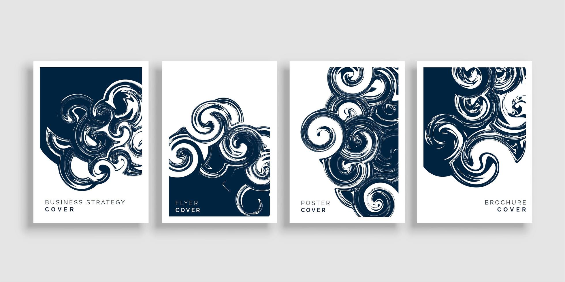 Artistic Swirl Design Brochure Cover Template Set vector