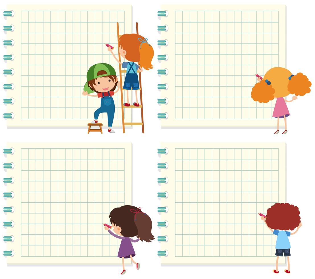 Children on note template vector