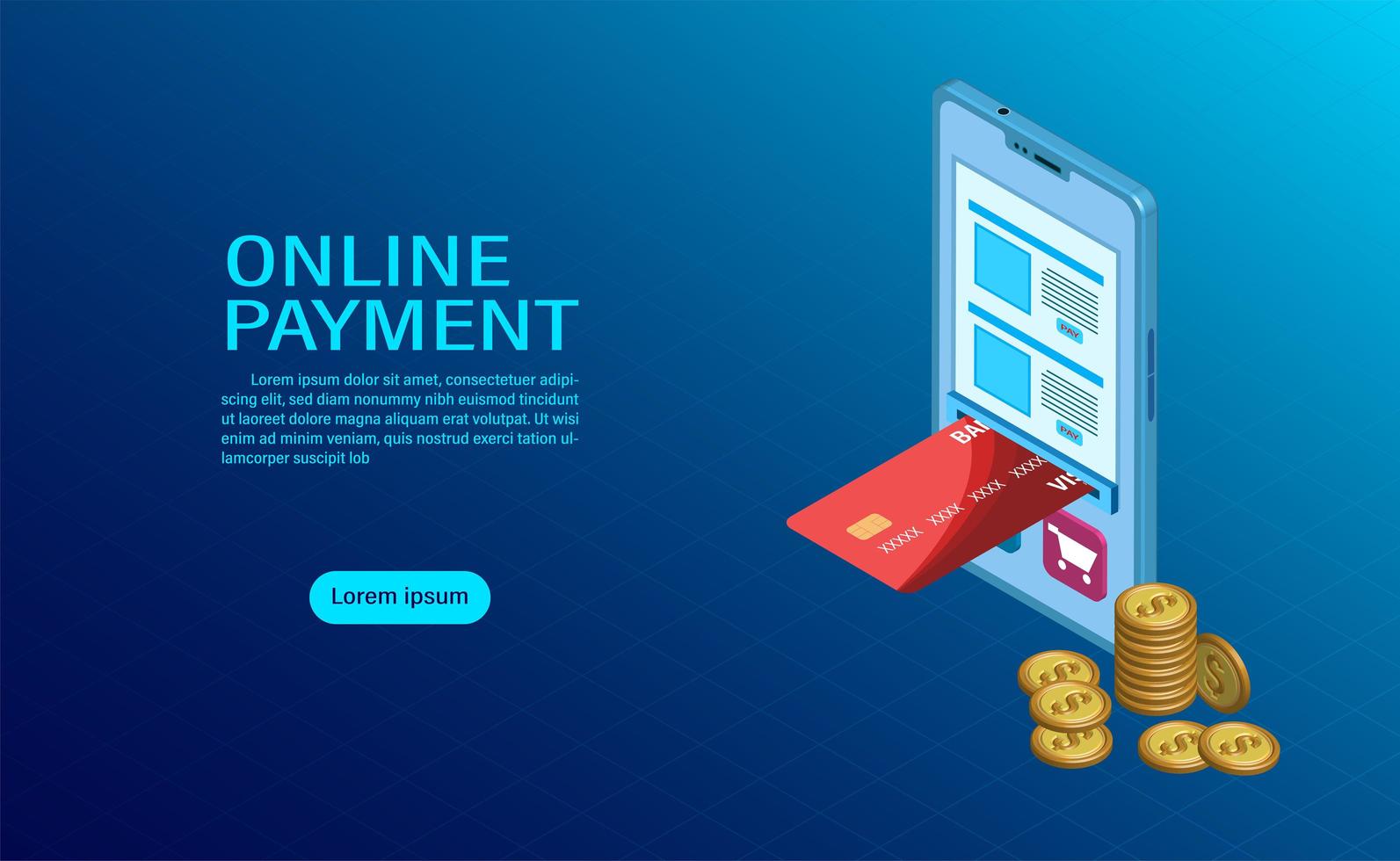 Online payment with mobile concept vector