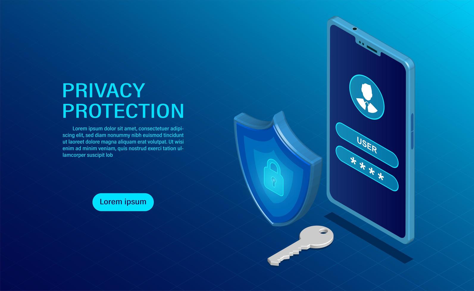 Concepto de banner de protección de privacidad vector