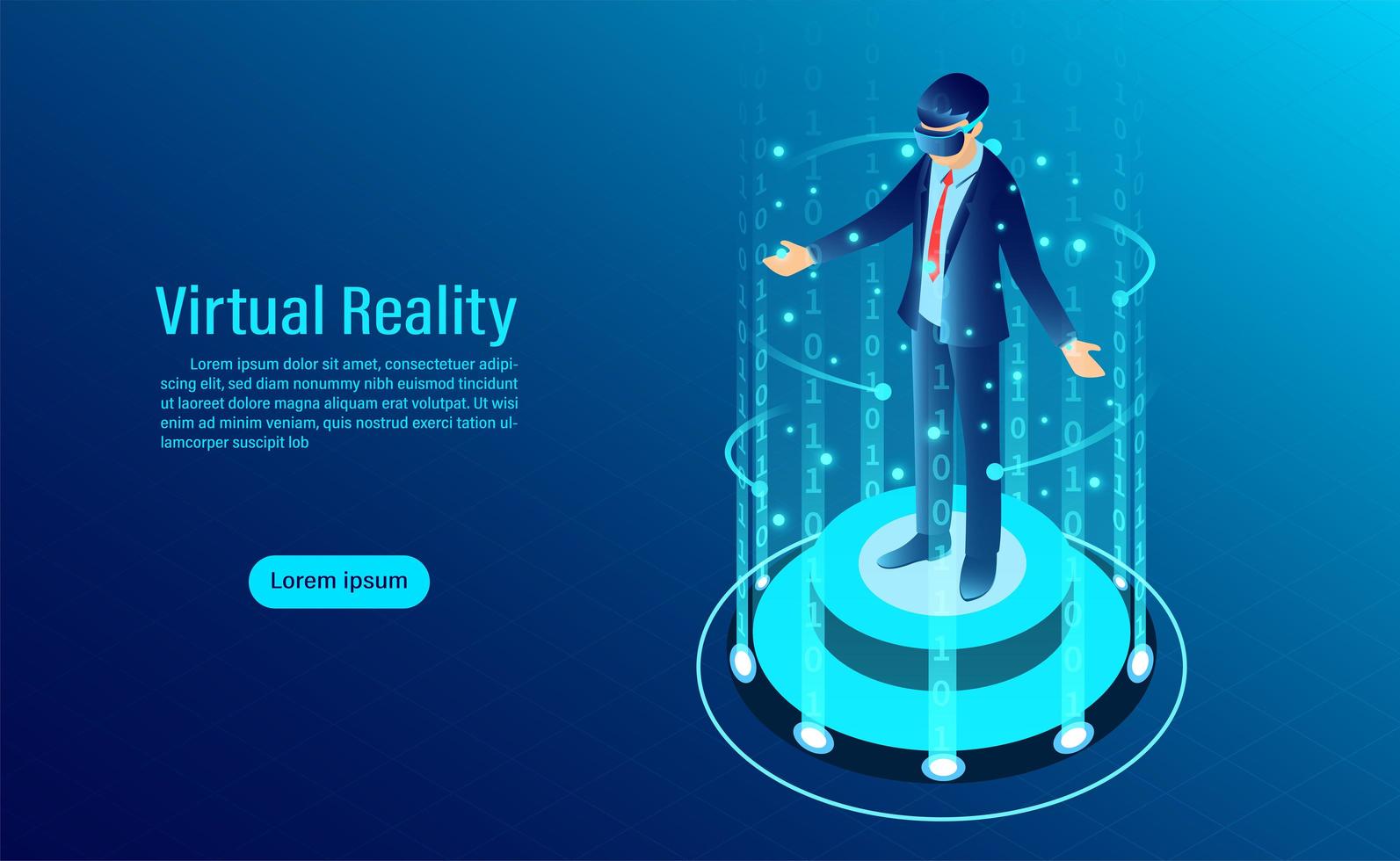 Virtual reality landing page vector