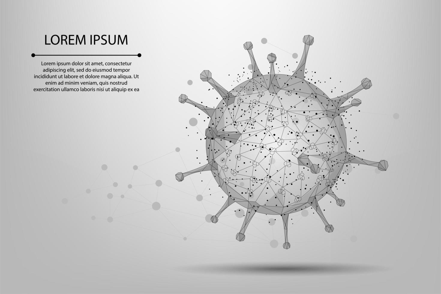 Low Poly line and point Virus cell vector