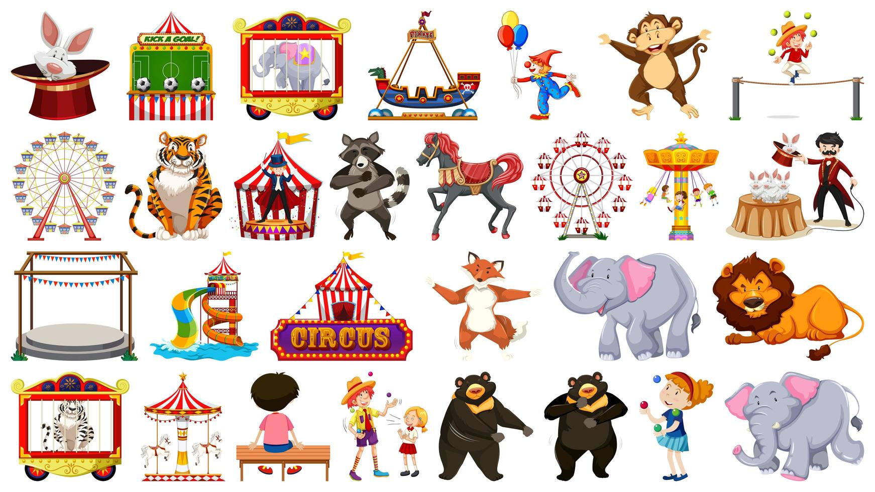 Huge circus collection set vector