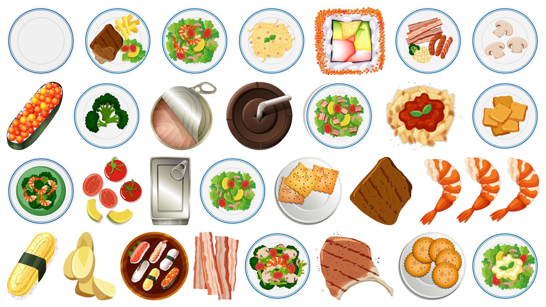 Food collection on white background vector