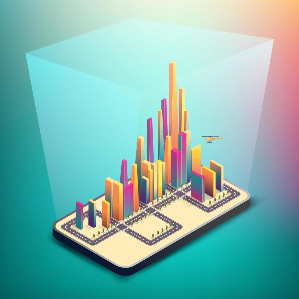 Modelo de ciudad inteligente, concepto abstracto. vector