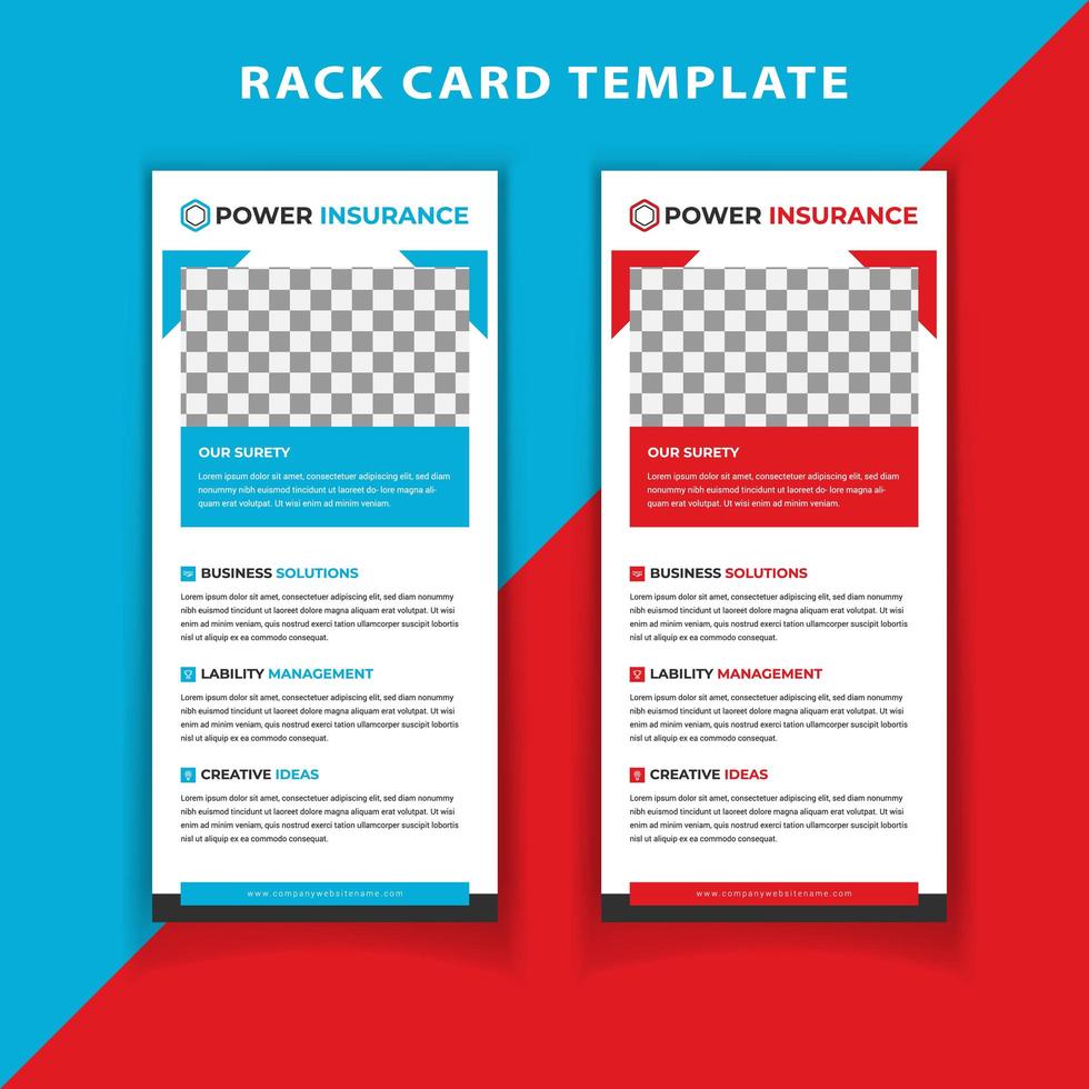 Red and Blue Vertical Rack Card vector