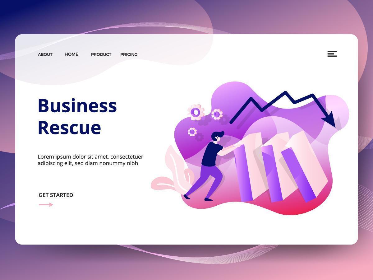 Plantilla de sitio web de Business Rescue vector