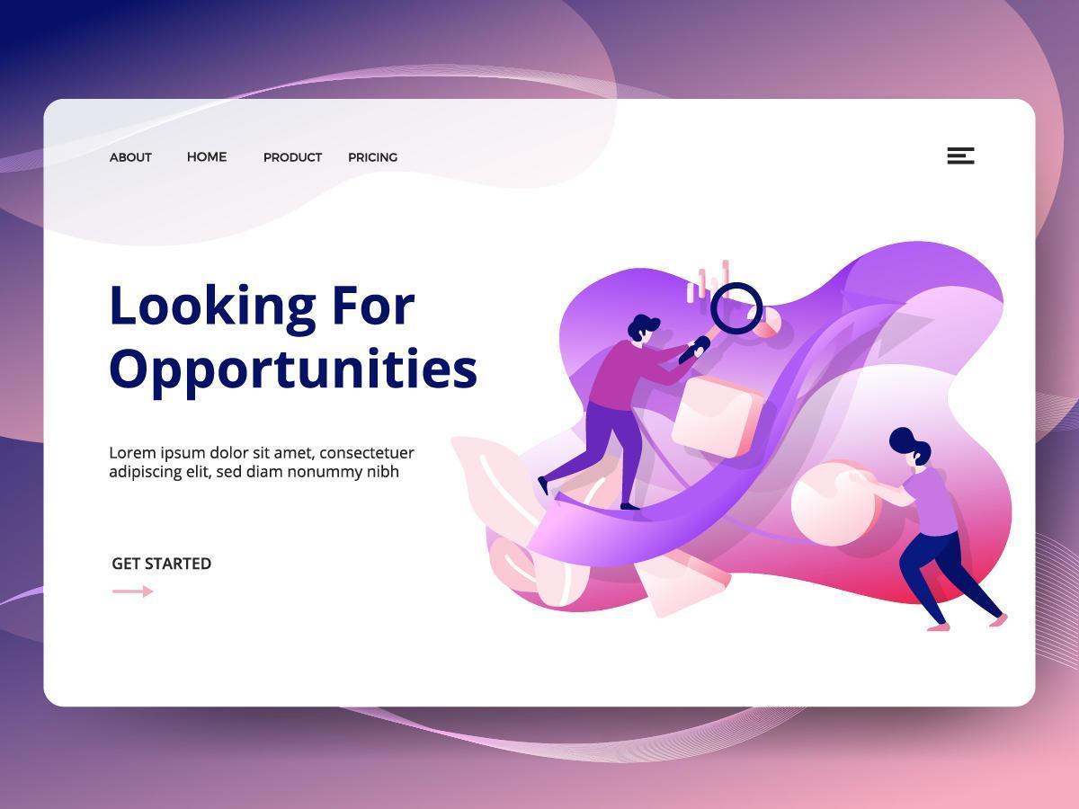 Looking For Opportunities website template vector