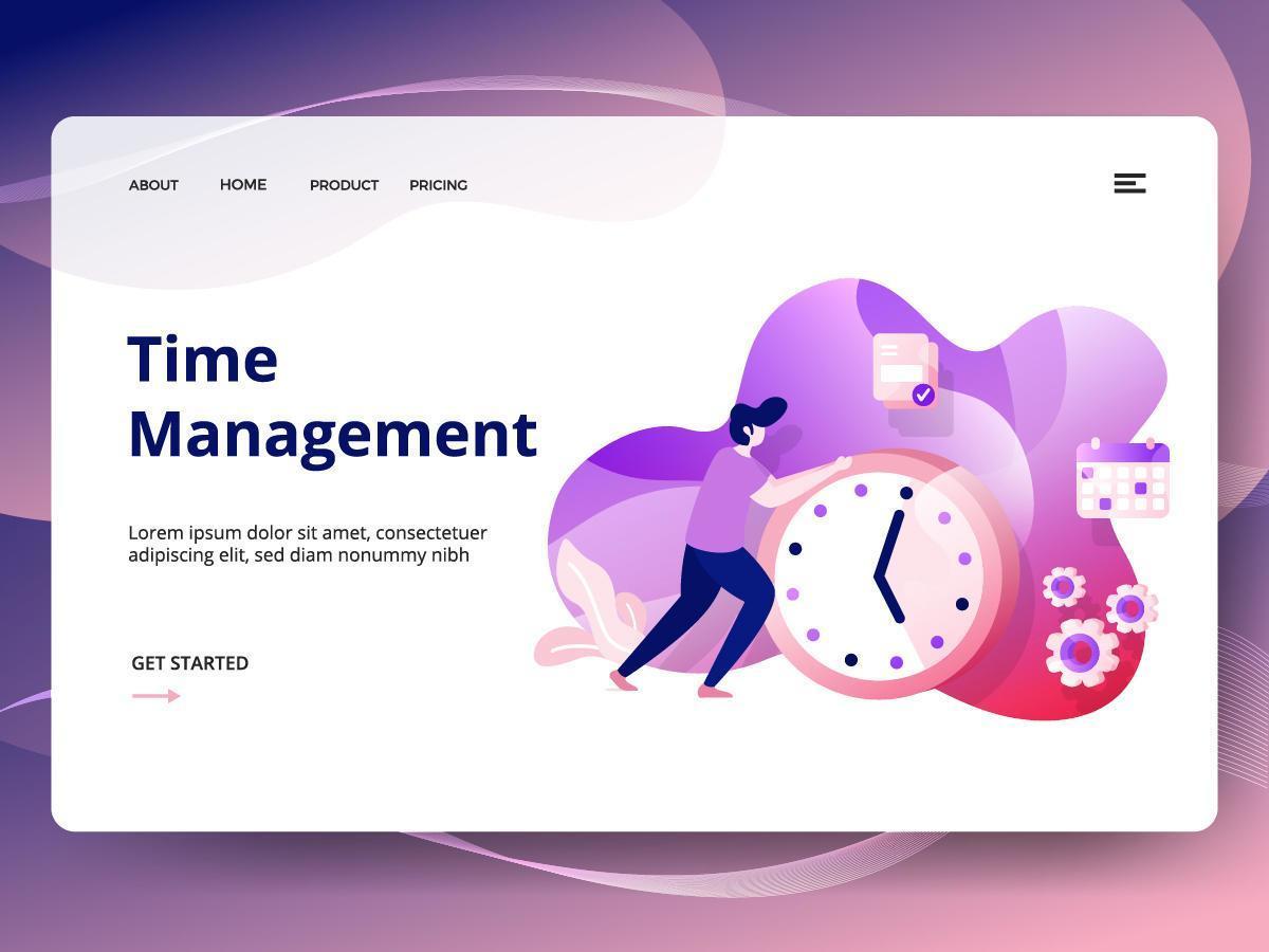 Time Management website template vector