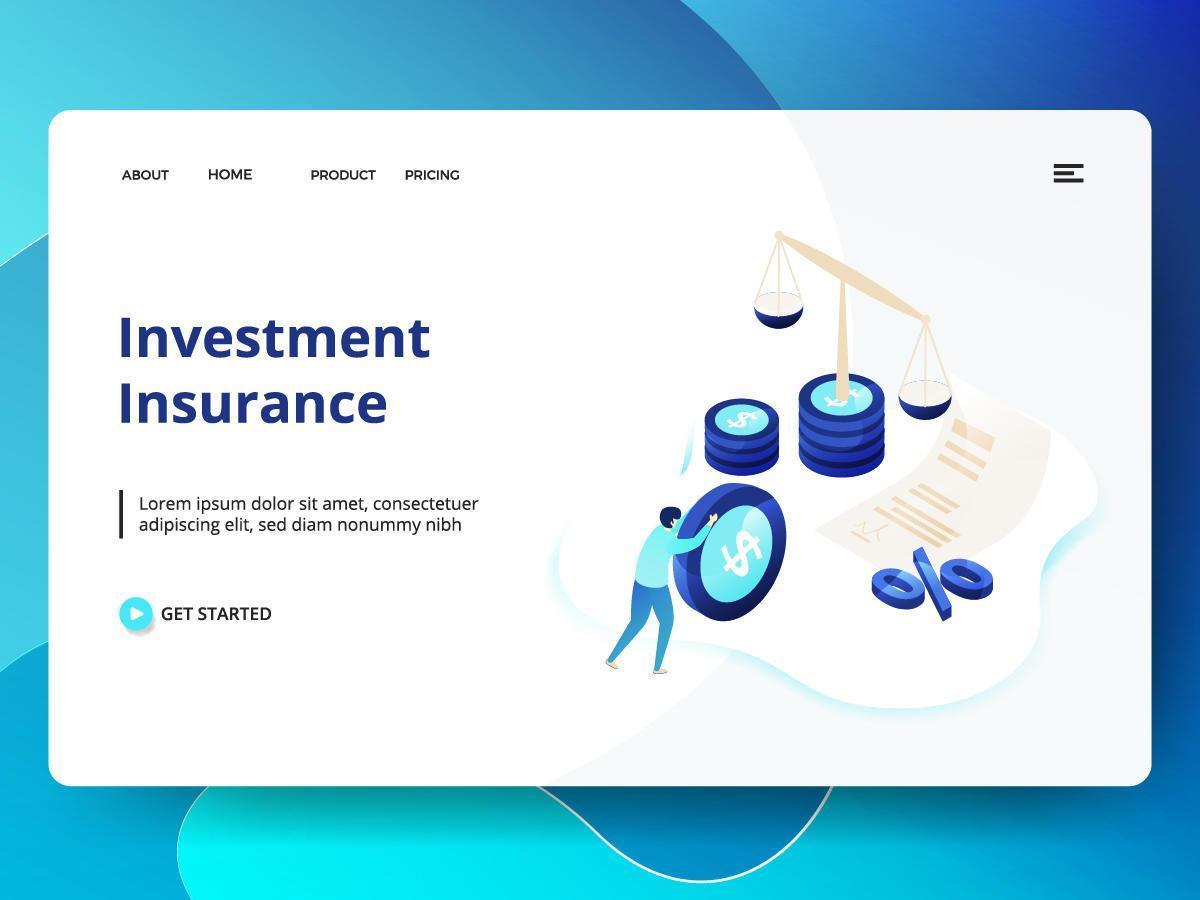 Investment Insurance website template vector