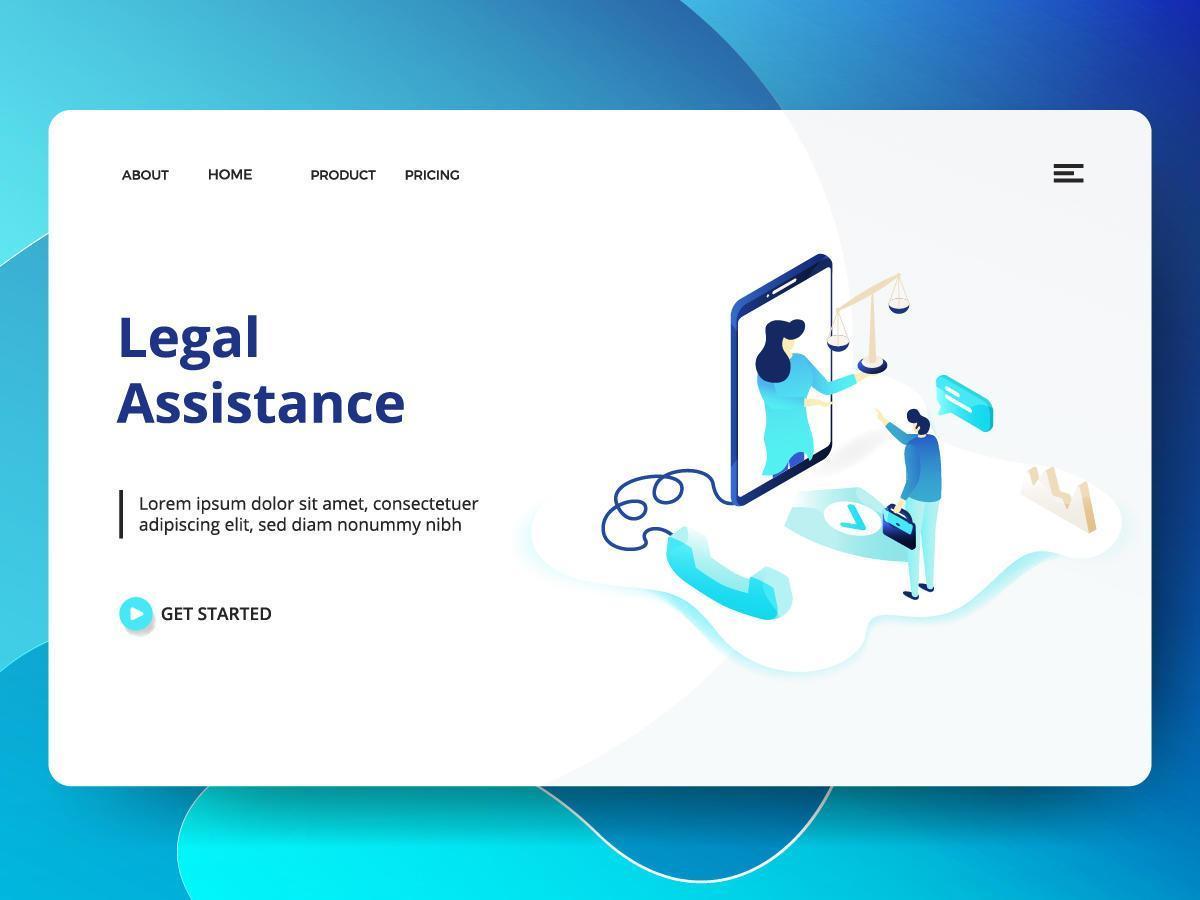Legal Assistance website template vector