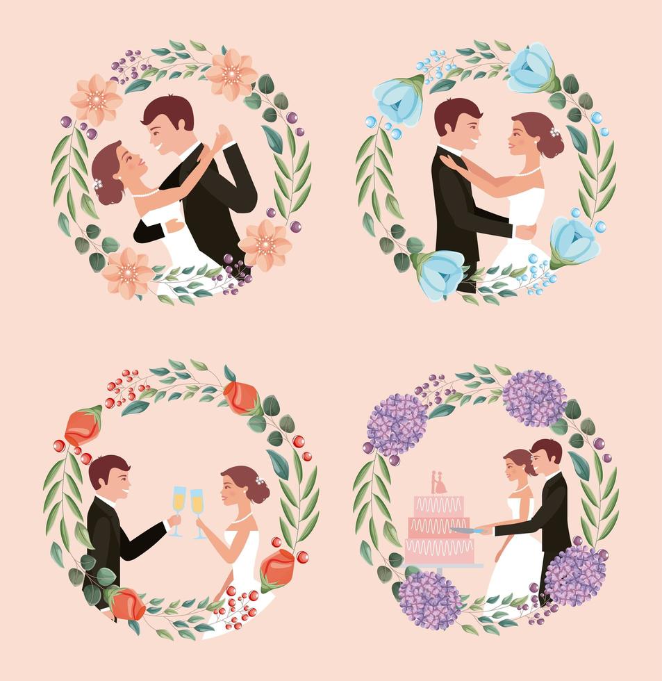 tarjeta de boda de pareja vector