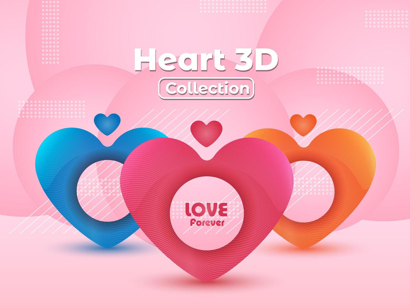 Colorful Hearts and Geometric Patterns on Pink vector