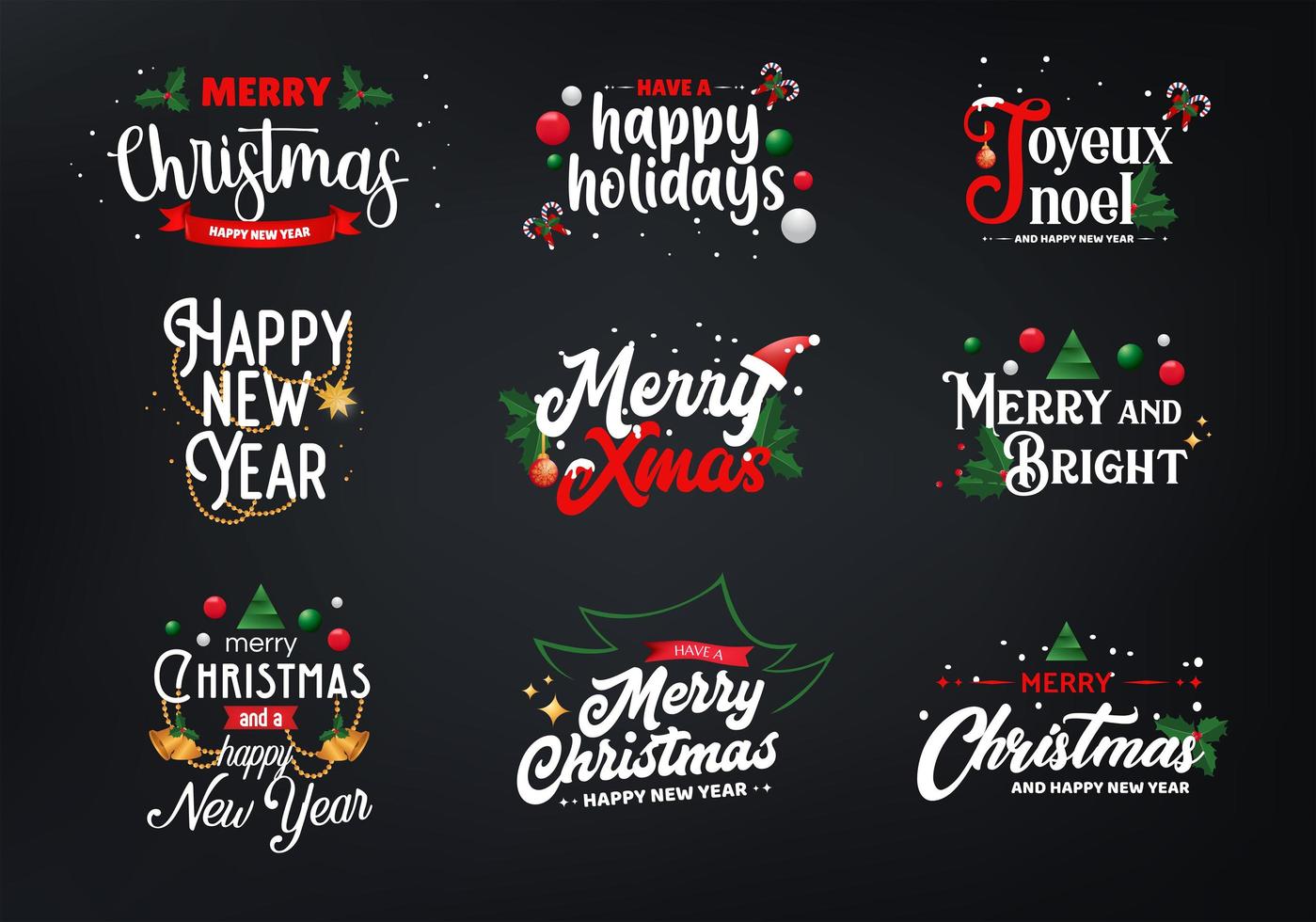 Sets of Christmas Typography vector