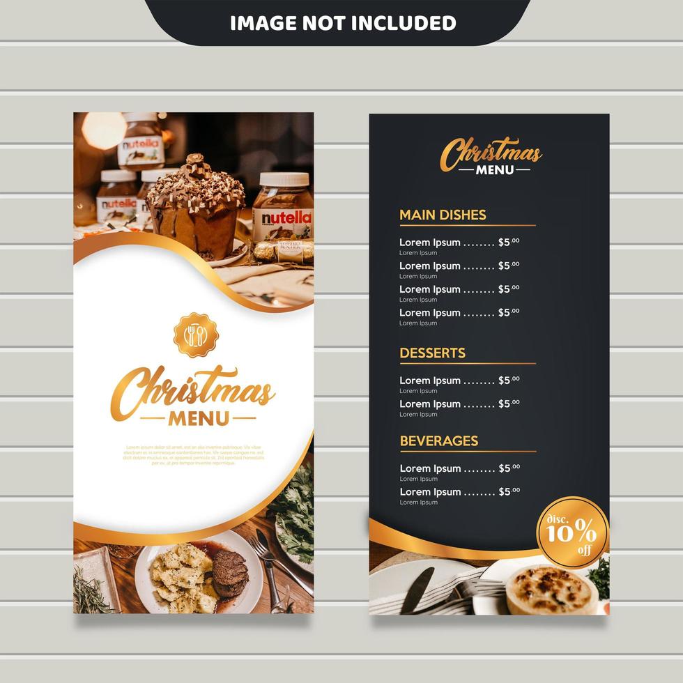 Two Sided Christmas Menu Template vector