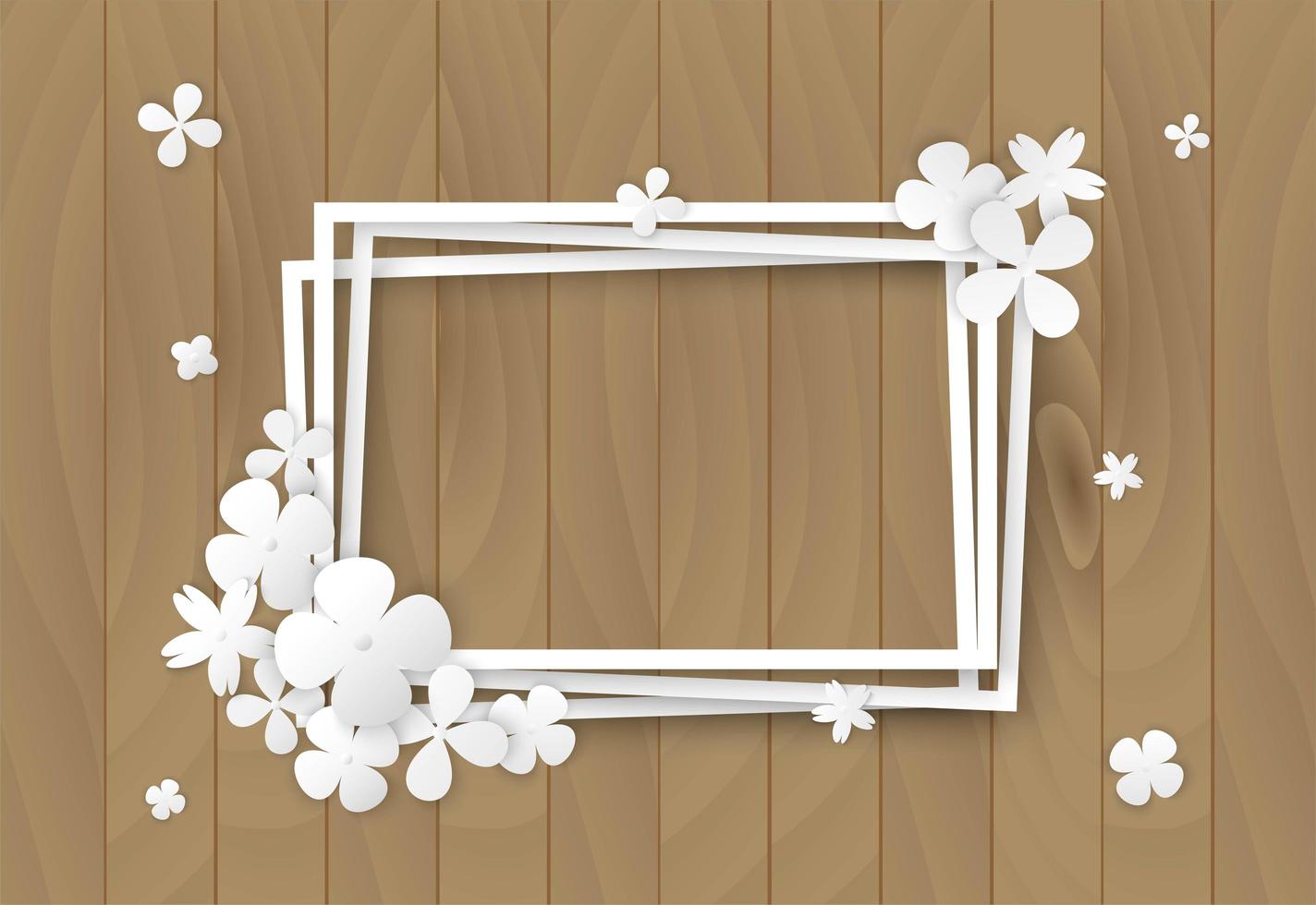 white flowers on wooden frame vector