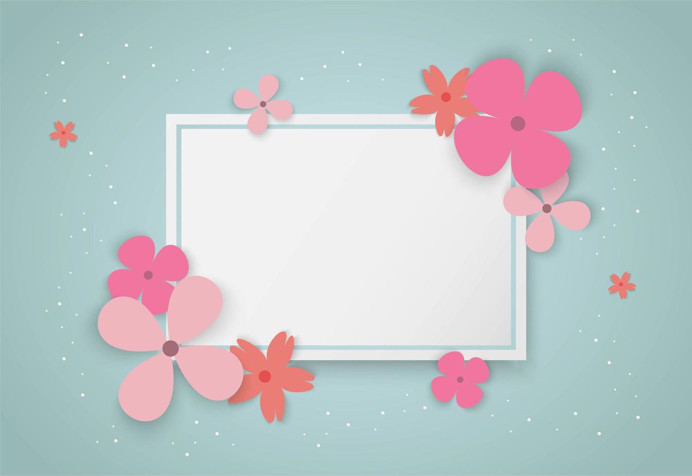 Colorful flowers with square frame vector