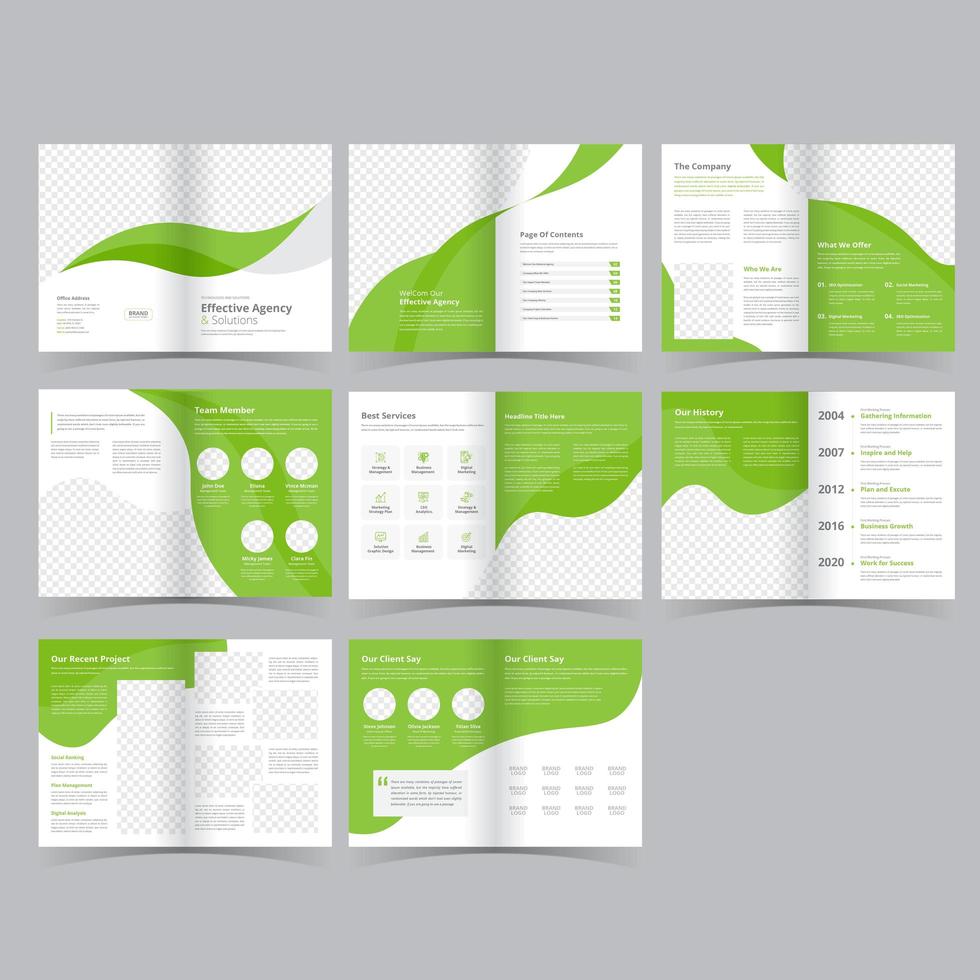 business brochure template modern green style vector